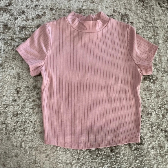 NWOT Bozzolo Mock Neck Short Sleeve Dusty Pink Crop Top size small - Picture 4 of 6